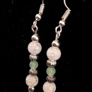 Jade and sterling drop earrings